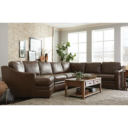 Customizable 3 Piece Leather Sectional Sofa with 1 Power Recliner and LAF Cuddler Chair